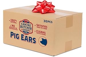 Canine Butcher Shop Pig Ears for Dogs, Always USA Made (30-Pack), All Natural, Sourced in USA Pig Ears, Digestible Pork Dog Chew Treat