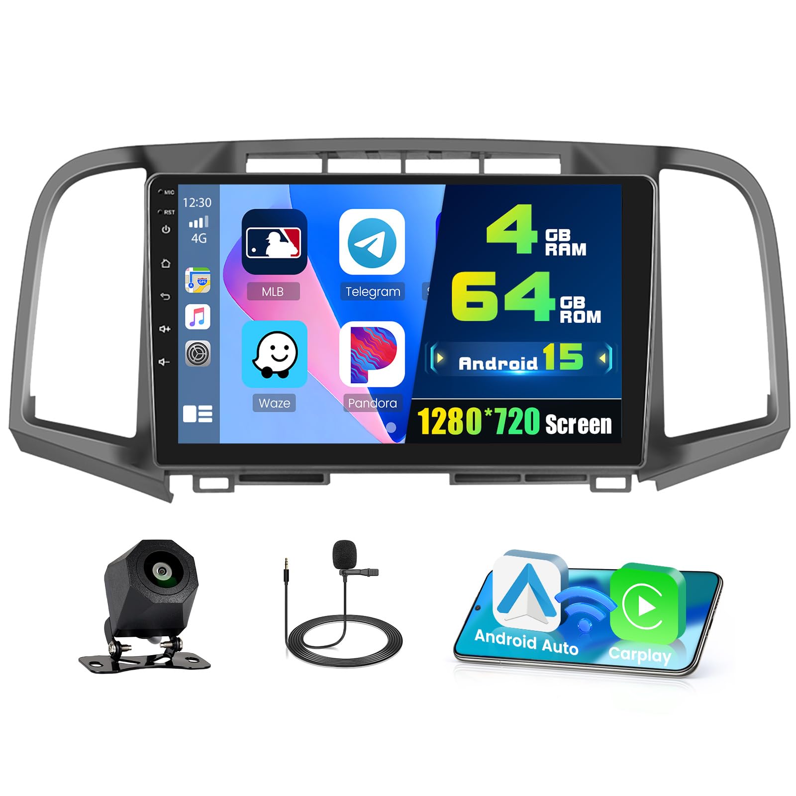 Photo 1 of 4+64G Radio for Toyota Venza 2008-2016, 9'' IPS Touchscreen Stereo Android 15 Wireless Apple Carplay Android Auto 32EQ 5G WiFi 1080P Bluetooth +Free AHD Backup Camera