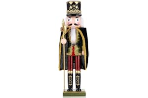 Tpudn Christmas Decorations Nutcracker,15 inch Wooden Traditional Nutcracker,Festive Collectible Christmas Ornament Party Tabletop Thanksgiving Decor(Black Cape)