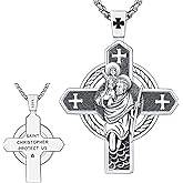 Thanches Cross Medal Necklace for Men Women 925 Sterling Silver St Michael/St Jude/St Andrew/St Christopher/St Joseph/St Raphael/St Sebastian/Jesus Crucifix/Virgin Mary Miraculous Archangel Protect Medal Amulet Religious Jewelry Gifts