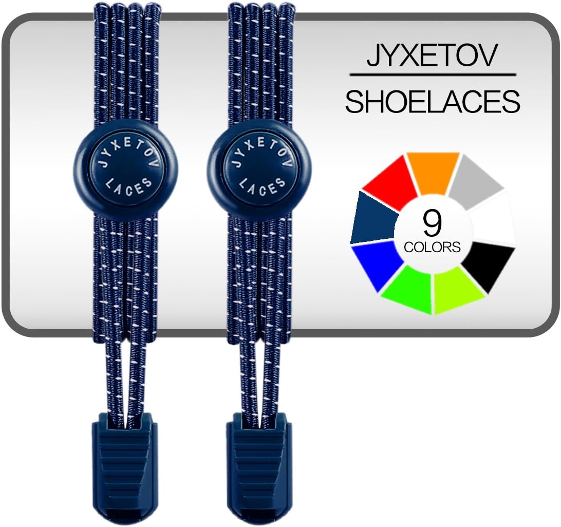 JYXETOV Elastic No Tie Shoelaces with Bonus (9 Colors, 1 Pair, 2 Pairs or 3 Pairs to Choose) for Adults, Kids, Seniors, Casual Shoes, Sneaker, Boots
