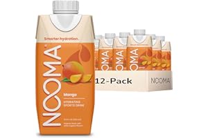 NOOMA - Hydrating Sports Drink - Electrolyte Drink with Organic Coconut Water - Organic & No Added Sugars - Rapid Hydration - 30 Calories & 505mg Electrolytes - Mango - 12 Pack (16.9oz each)