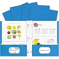 IntoJoy 60 Pack Plastic Folders With Pockets & Prongs - Two Pocket, Business Card Slot (Green) - View #10