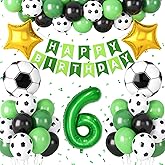 Soccer Party Decorations, 6th Birthday Decoration for Boys, Soccer Party Decorations Supplies with Happy Birthday Banner 32in Foil 6 Balloon for Boy Kids Baby Shower Decor