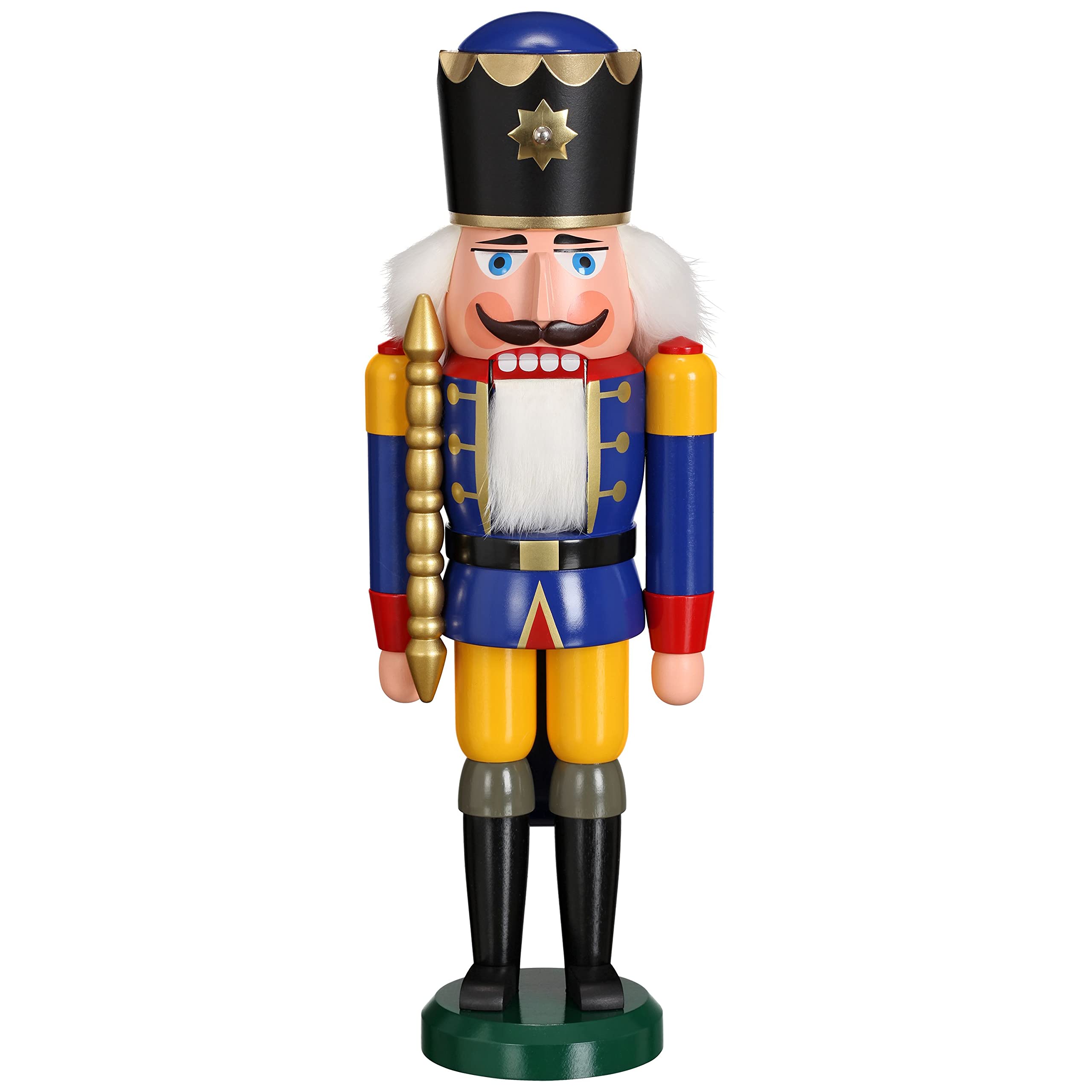 Seiffener Volkskunst Nutcracker Ré Blue, 39 cm high, Original Ore Mountains from the traditional art of Seiffen