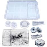 SHOSKY 5PCS Epoxy Resin Mold Set, Large Rolling Tray Mold | Grinder Mold for Grind and Storage DIY Resin Casting, DIY Epoxy Kit