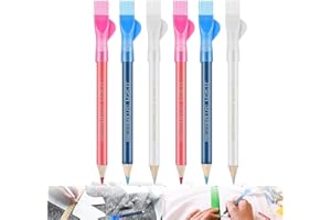 BYNNIX 6 Pieces Sewing Fabric Pencils With Brush Tailor Pencils Sewing Marking Pencil Fabric Chalk Pencil Fabric Tracing Tools Tailor Pencils Tailor Chalk Pencils For Fabric Tailor Chalk (Blue, Pink, White)