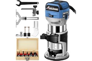 AVID POWER 6.5 Amp 1.25 HP Compact Router Tools for Woodworking, Fixed Base Wood Router with Trim Router Bits, 6 Variable Spe