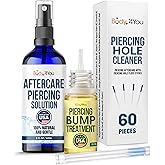 BodyJ4You Piercing Aftercare Spray Keloid Bump Removal Piercing Hole Cleaner - Earring Hole Cleaner Piercing Floss Ear Hole Cleaner - Natural Saline Wound Wash - Pierced Ears Nose Cleaning Kit