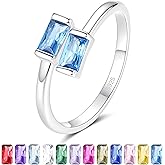 Nisgoin 925 Sterling Silver Birthstone Rings for Women Dainty Adjustable Stackable Ring Engagement Wedding Promise Rings Birthday Christmas Valentines Jewelry Gift