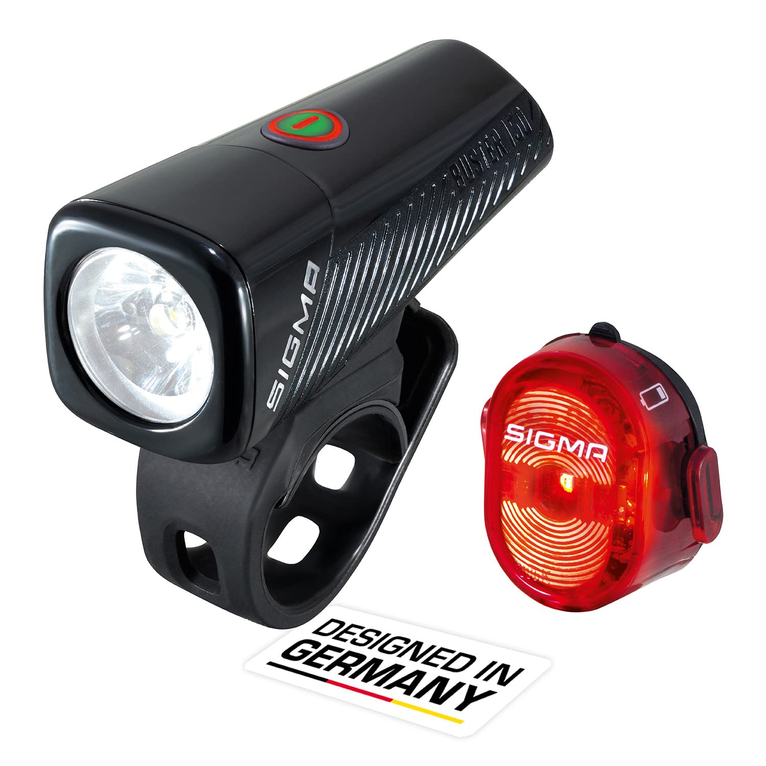 SIGMA - Buster 150 FL or Buster 150 FL and Nugget II Flash | 150 Lumen LED Bike Light | Rechargeable Headlamp with Five Lighting Modes | Rechargeable Set