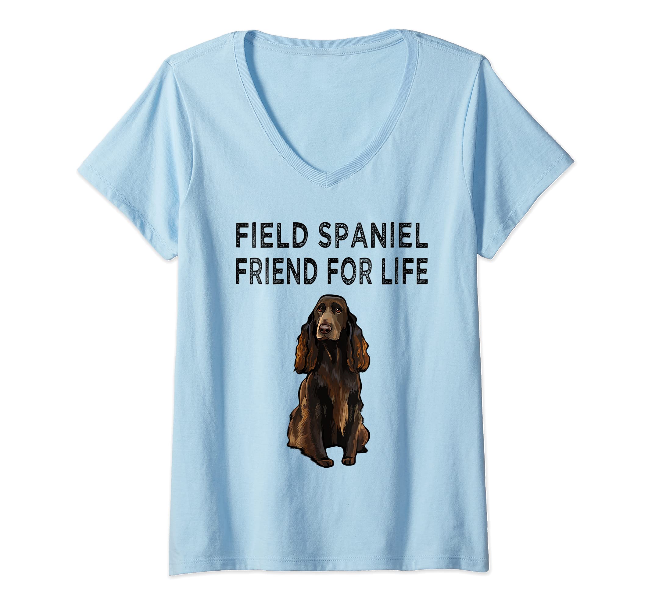 Womens Field Spaniel Friend For Life Dog Friendship V-Neck T-Shirt