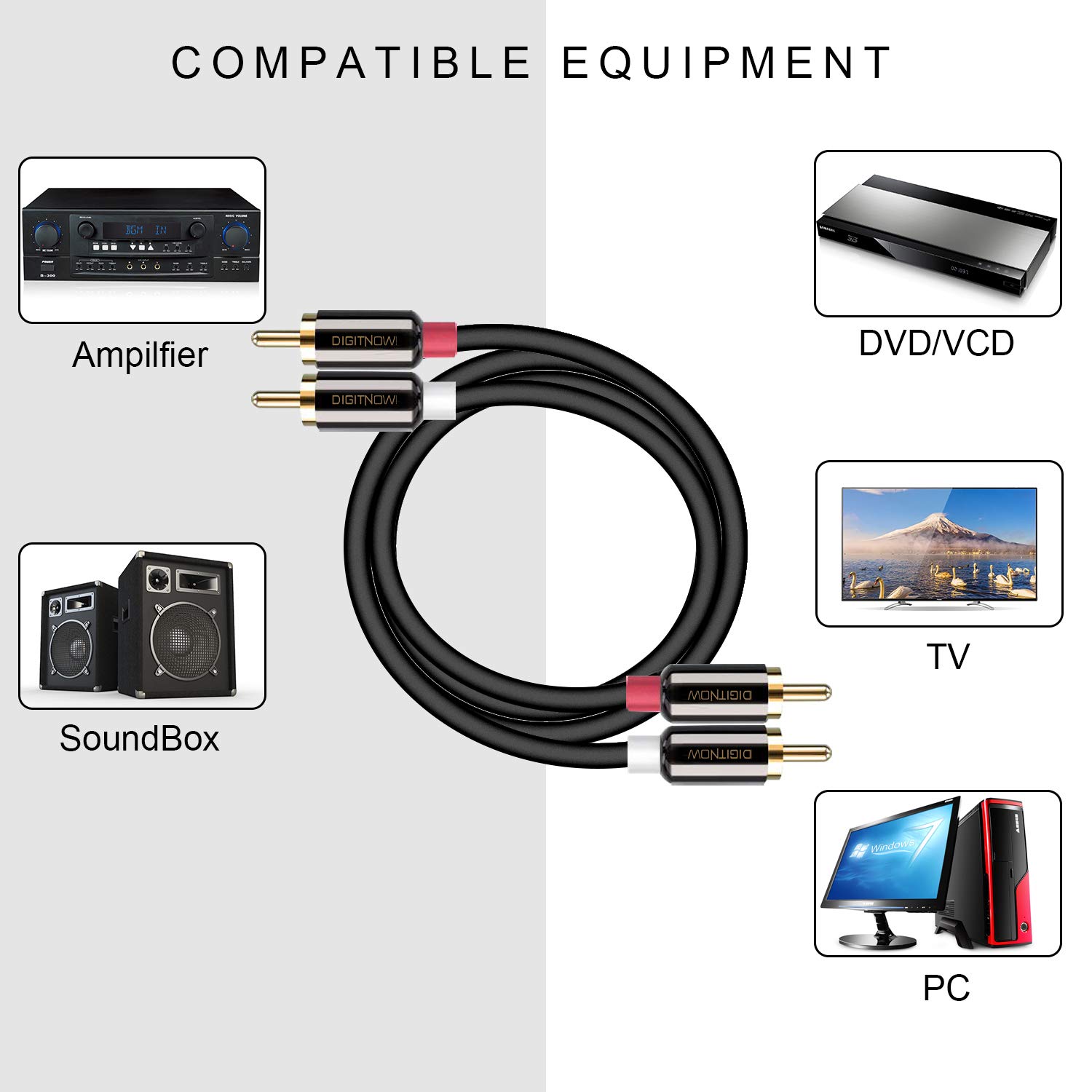 2RCA Male to 2 RCA Male Stereo Audio Cable Gold Plated for Home Theater, TV, Gaming Consoles, Hi-Fi Systems, 3.3Ft: Industrial & Scientific