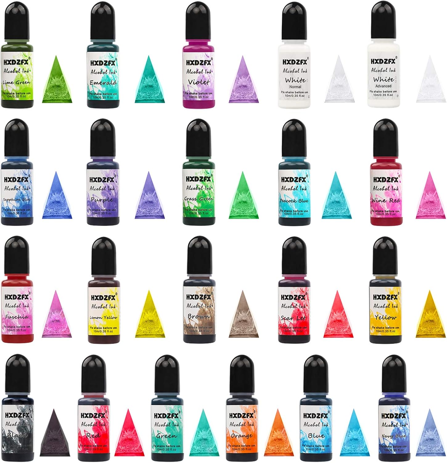 HXDZFX Alcohol Ink Set – 22 vibrant Colors High Concentrated Alcohol ...