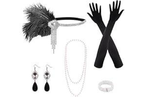 PLULON 1920s Flapper Great Gatsby Accessories Set Fashion Roaring 20's Theme Set