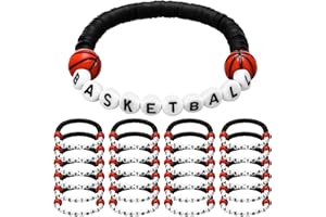 Trnayi 24 Pcs Basketball Bracelets Party Favors Charm Basketball Stackable Clay Beaded Bracelets for Teens Team Party Gifts