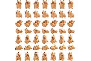 Nerfcareani 45PCS Mini Capybara Figurines - Adorable Resin Animal Decor Cute Waterproof Figurines Set for Home Office Desk, Zen Garden, Sensory Bins & Collector Displays（Brown）