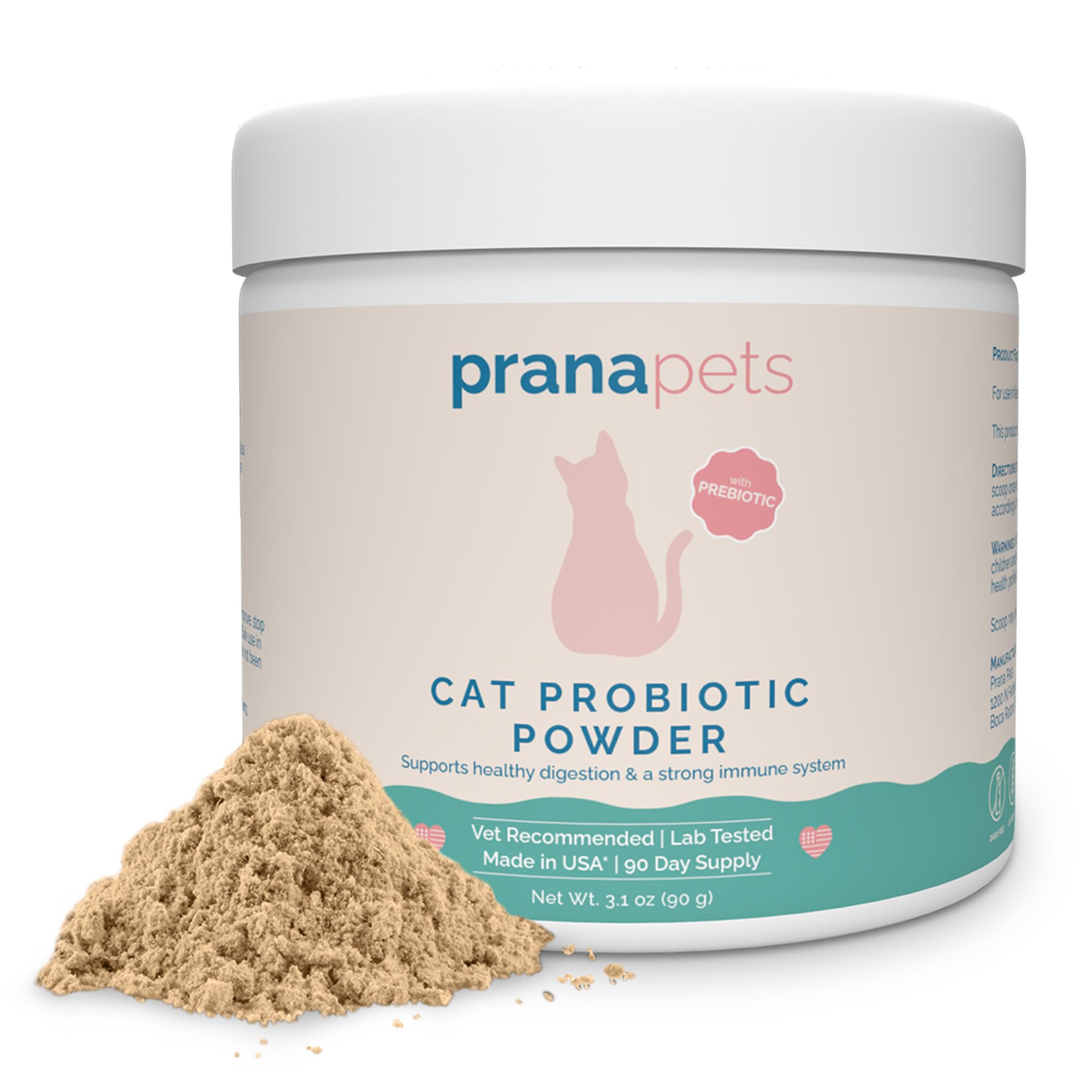 PranaPets Cat Probiotic Powder | Digestive Aid and Immune Support for Cats