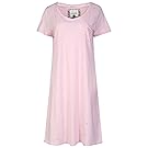 Ladies Heart Embroidered 100% Cotton Pink Nightshirt. Sizes 8 10 12 14 16 18 20 22 (20, PINK)