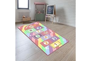 Booooom Jackson Hop and Count Hopscotch Kid Rug,40''x70'' Kids Carpet Rugs for3, 4, 5, 6, and 7 Year Olds,Rainbow Rug for Girls Bedroom and Kids playroom, Floor Mat Suitable for Indoor and Outdoor