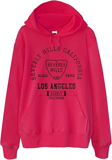 Amazon ノーブランド品 ビバリーヒルズ カレッジロゴ ピンク Lサイズメンズ フード付きパーカー オリジナルプリント 通販