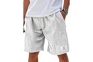 ZGHQHCDRH Men's Casual Shorts Summer Beach Solid Color Elastic Waist Drawstring Knee Length Streetwear Shorts