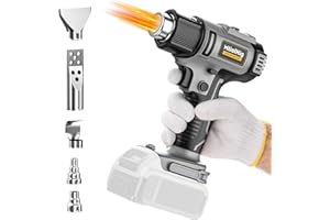 Mtiolhig Cordless Heat Gun for Dewalt 20v Battery, 122℉-1022℉ Adjustable Temperature Portable Battery Heat Shrink Gun with 5pcs Nozzles for Shrink Wrap, Wire Connectors, Electronics, Resin(No Battery)