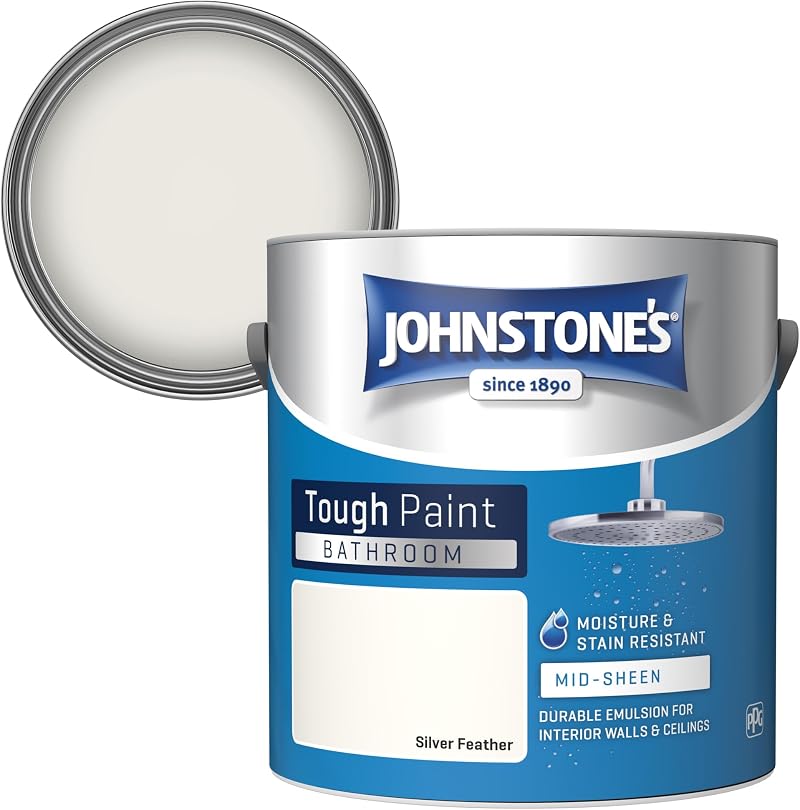 Johnstone's Bathroom Paint Silver Feather Mid Sheen Stain Blocker 2.5L