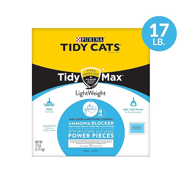 PURINA TIDY CATS CLUMPING, LIGHTWEIGHT, MULTI CAT LITTER, TIDY MAX GLADE CLEAR SPRINGS FORMULA – 17 LB. BOX