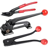 Hawaminent 3 in 1 Premium Banding Strapping Kit -Heavy Duty Banding Tools, Steel Strapping Tensioner for 3/8"-3/4" Metal Banding, Strapping Cutter, Sealer&amp;Crimper Tool for High Tensile Pallet Packging