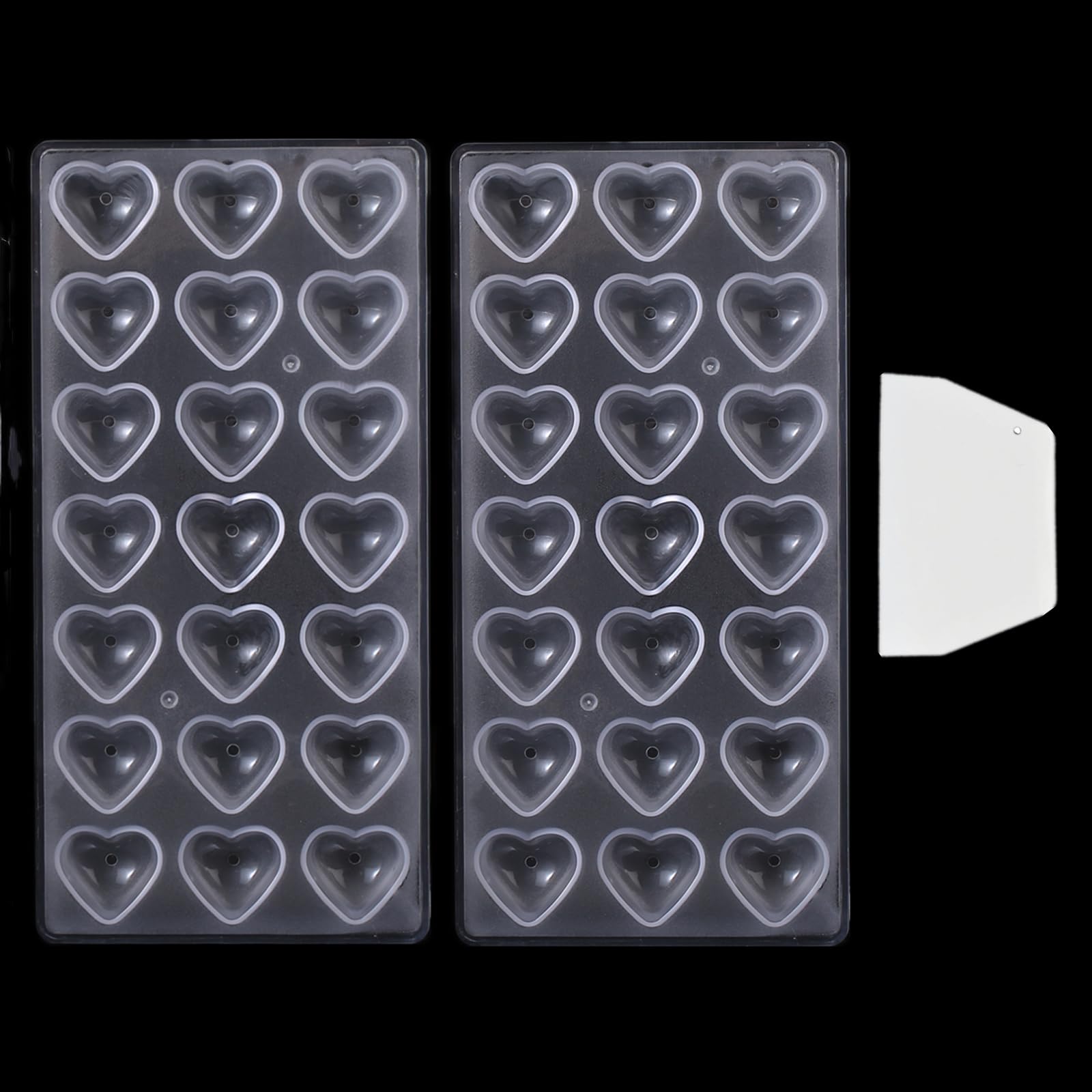Binwat Chocolate Candy Mold PC Polycarbonate Chocolate Making Mould with Scraper (Heart Shape, 2pcs)