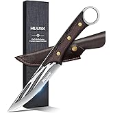 Huusk Japanese Boning Knife for Meat Cutting 5.5 Inch, Full Tang Deboning Knives, Small BBQ Trimming Knife with Sheath, Hand Forged Fish Fillet Knives for Meat, Fish, Poultry, Gift for Men