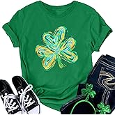 St Patrick's Day Shirts Women: Green Shamrock Tee Clover Irish Casual T Shirt Paddy's Day Short Sleeve Tops