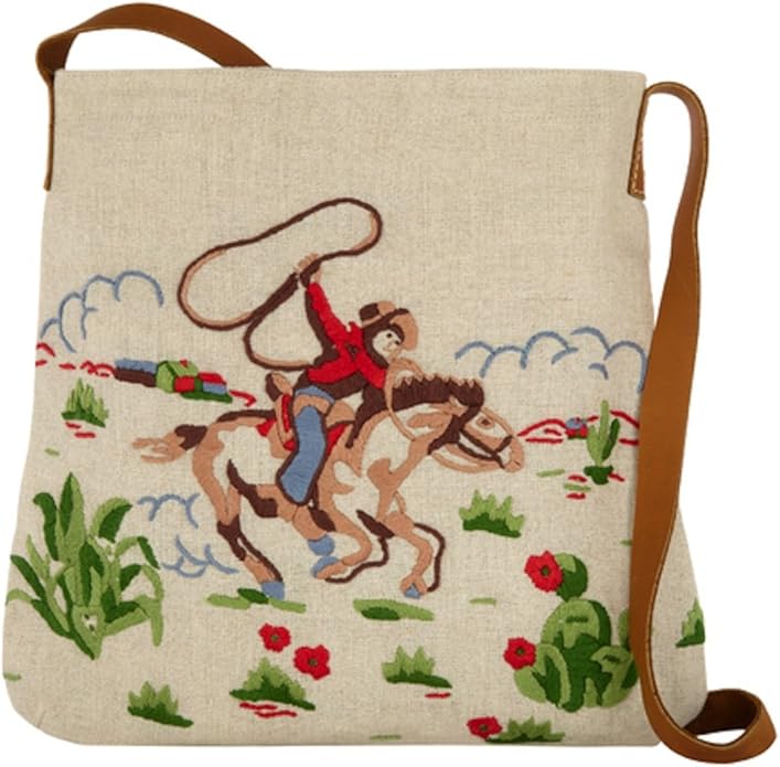 Cath Kidston cowboy embroidered messenger bag with leather strap