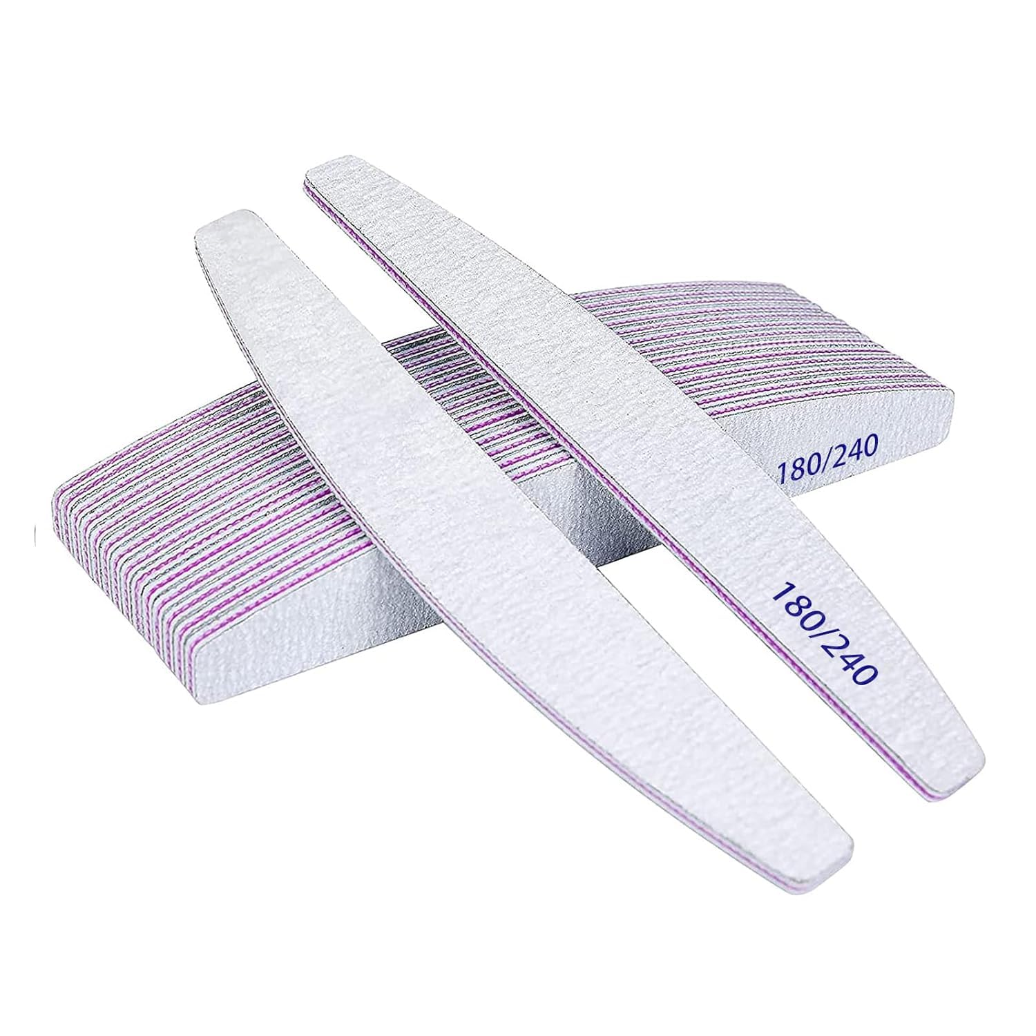 URAQT 16Pcs Professional Nail Files, 180/240 Grit Nail File Double Sided Emery Board, Washable Nail Buffer Files, Emery Board Manicure Tools, Pet Grooming Tools for Home and Salon Use(White)
