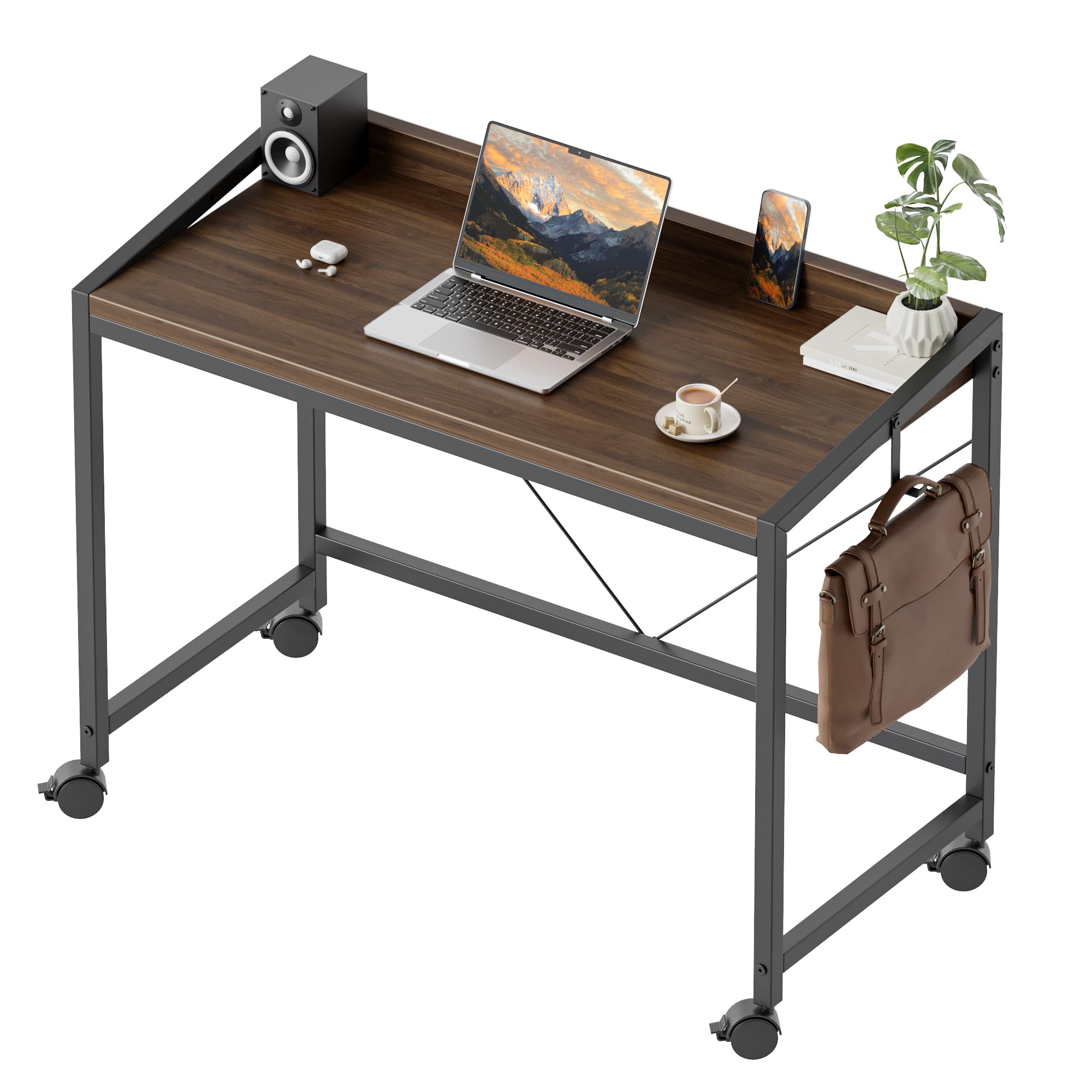 Mericonia Rolling Computer Desk with Wheels, Gaming Desk for Small Spaces, Modern Simple Style Table for Home Office, Study Writing Table Image