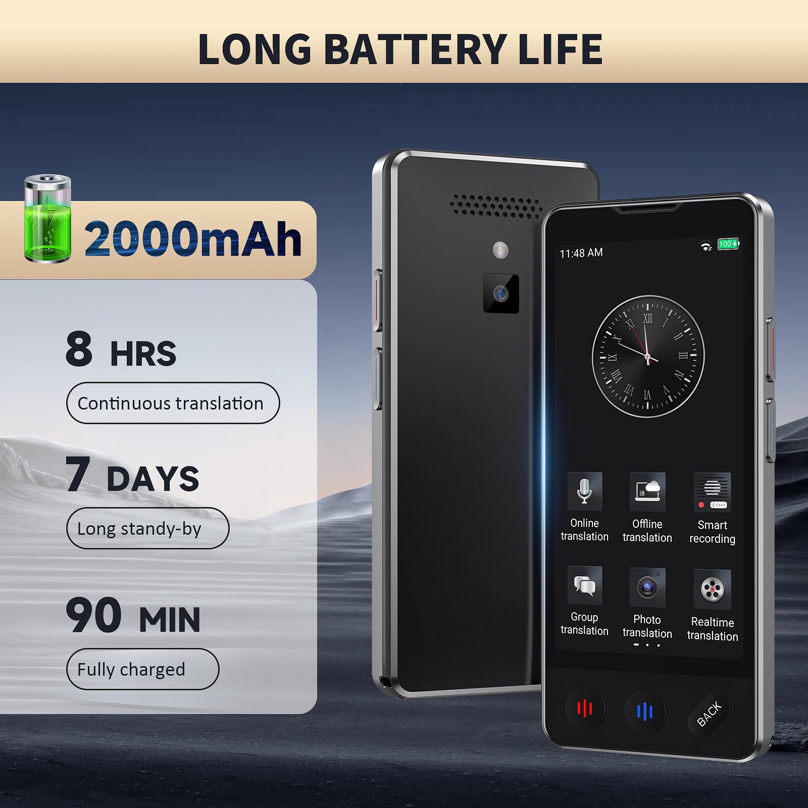 AI Language Translator Device, 2025 Upgraded Translator No WiFi Needed, Support ChatGPT, Voice Instant Two-Way 150 Language Translator, Offline/Recording/Photo Translation for Business Travel