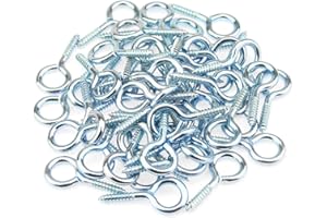 HELIFOUNER 50 Pieces 8# Screw Eyes, Screw in Eye Hooks, Metal Screw Eye Pins Hooks, Blue Zinc Plated Steel Screw Eyes, Blue