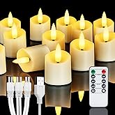 Homemory Rechargeable Flameless Candles, 2/4/6/8H Timer LED Votive Candles, 6 PCS Battery Operated Tea Lights with Timer for Table, Wedding, Christmas (USB Charging Cable Included)
