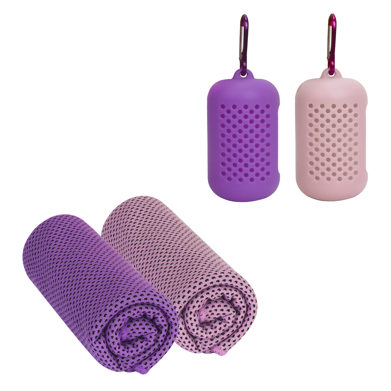WWW Gym Towels,Cooling Towel Soft Microfiber,2 Pack Lightweight Sport Fitness Sweat Towel,Breathable Instant Cooling/Ice Towels for Exercise,Yoga,Travel,Gym Sports,30 x 90 cm,Pink+Purple