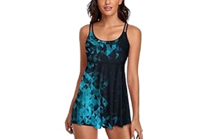 UNIQWETO Tummy Control Tankini Swimsuits for Women's 2 Piece Swimderss Bikini Bathing Suits Tank Top with Boyshorts Swimswear