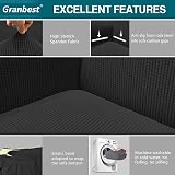 Granbest High Stretch 2 Seater Sofa Cover Universal Jacquard Black view 3