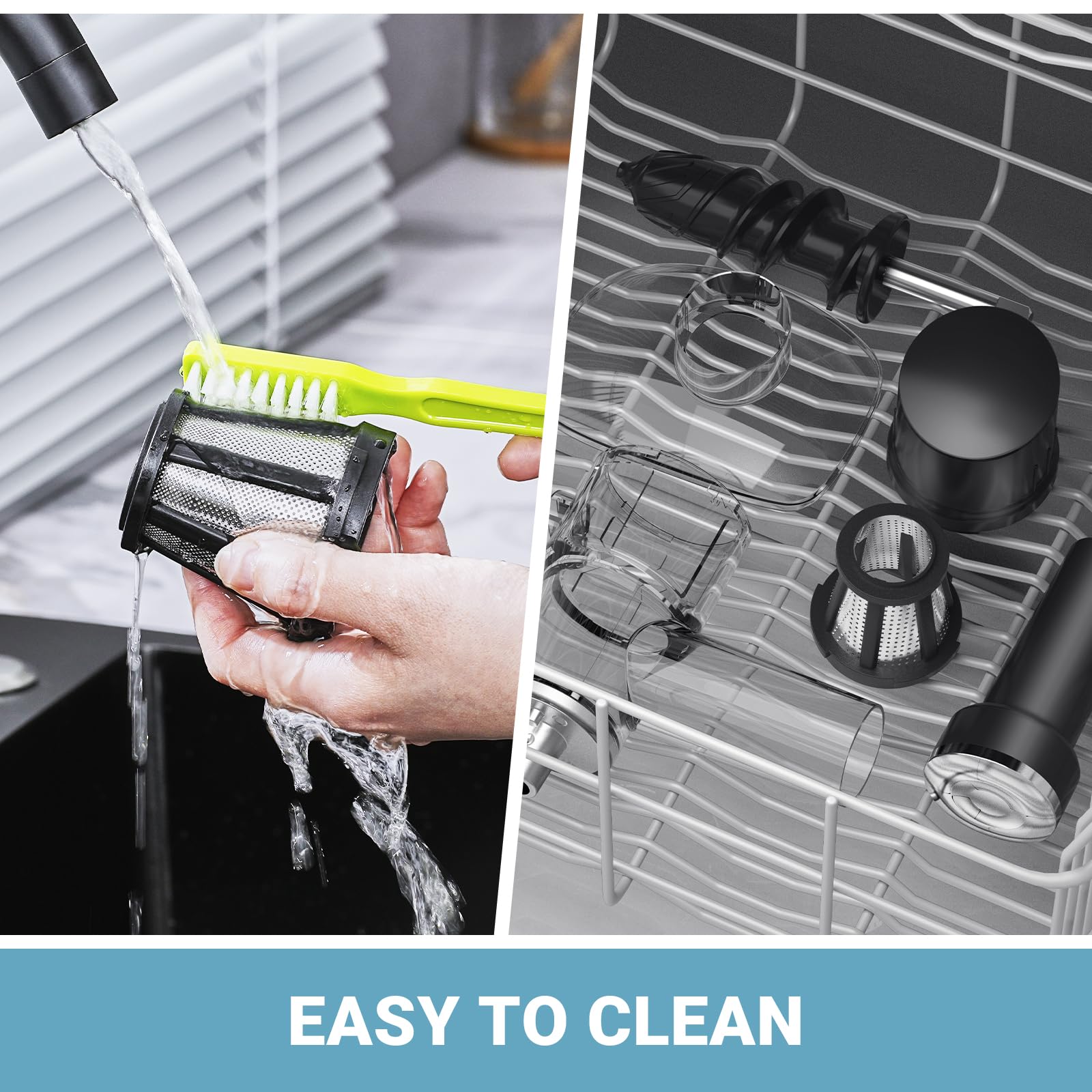 Masticating Juicer Attachment for All Model KitchenAid Stand Mixer, AAOBOSI Cold Press Juicer Attachment w/Clean Brush,as Kitchen Aid Aid Slow Juice Attachment and Accessories(Black)