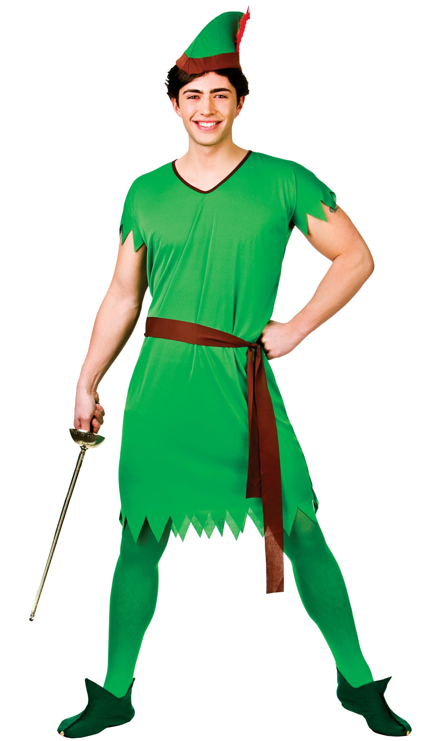 Wicked Costumes Mens Lost Boy/Elf/Robin Hood Fancy Dress Costume - Plus Size