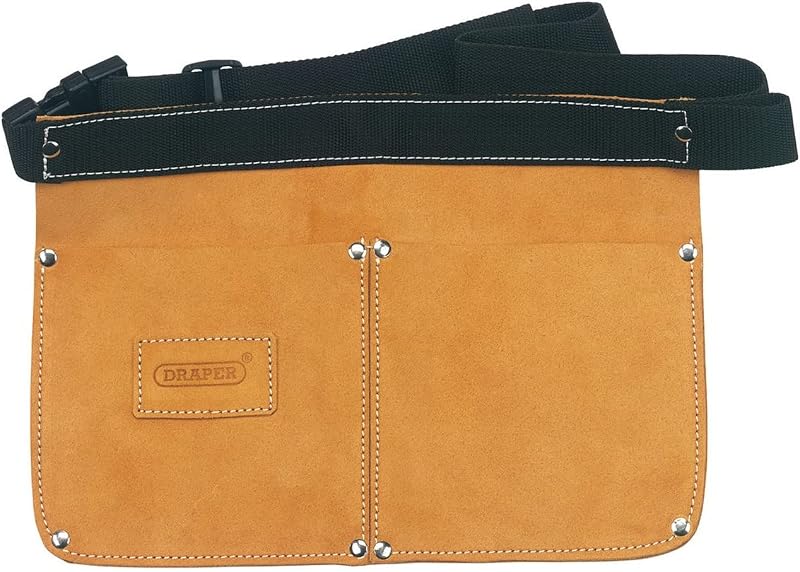 Draper 72920 Double Pocket Nail Pouch Split Suede Leather 40mm Nylon Belt