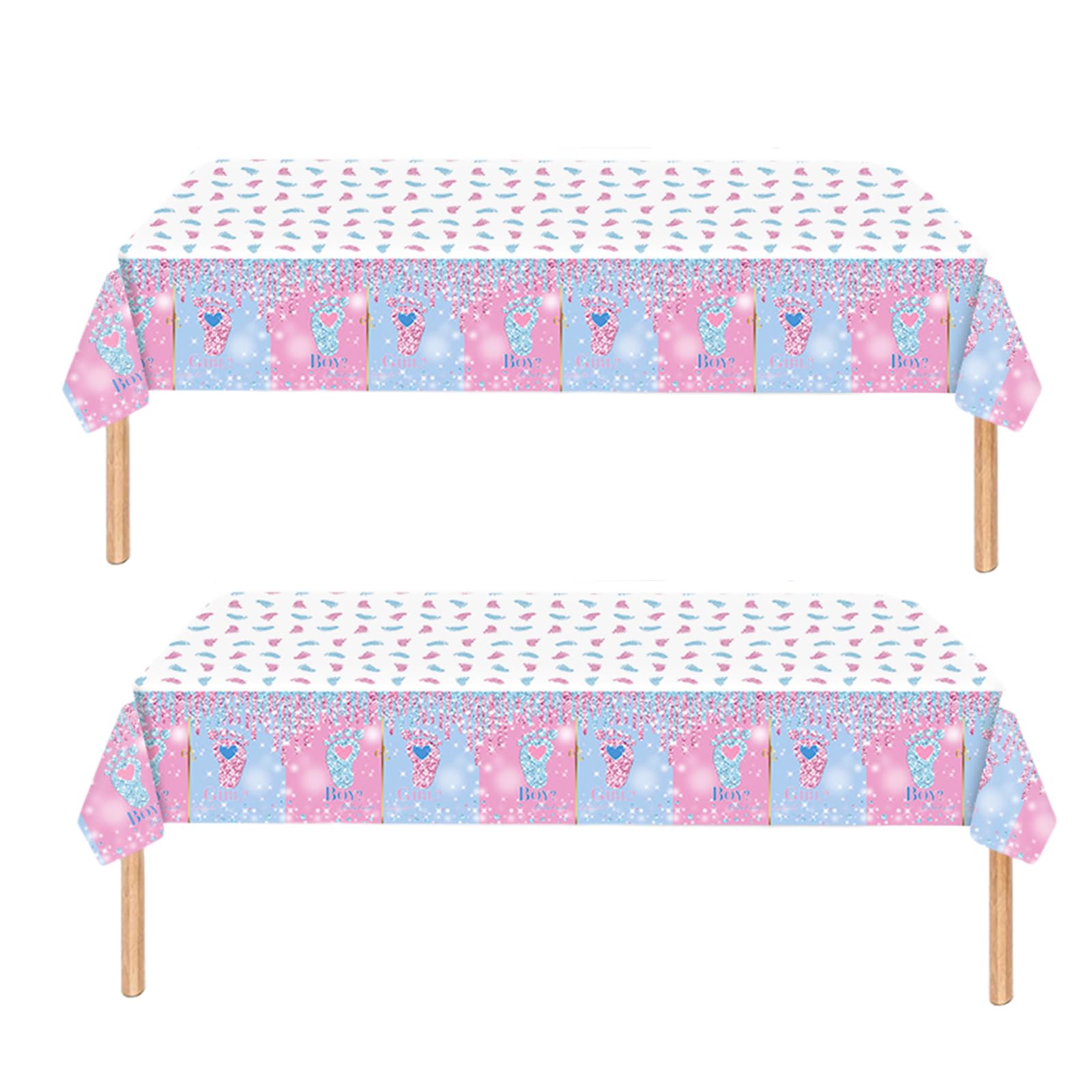 2pcs Pink & Blue Baby Gender Reveal Tablecloth, 137*274cm Boy or Girl Table Cloth, Plastic Table Cover for Baby Shower Gender Reveal Party Decorations