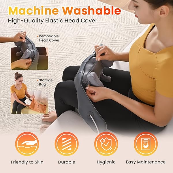 WOOMER NECK MASSAGER WITH HEAT FOR PAIN RELIEF DEEP TISSUE—VITALITY & RELAX MODES, 2 INTENSITY&HEATING LEVELS, FOR NECK, BACK, SHOULDER, LEGS, WEARABLE BACKPACK DESIGN, GIFT BOX