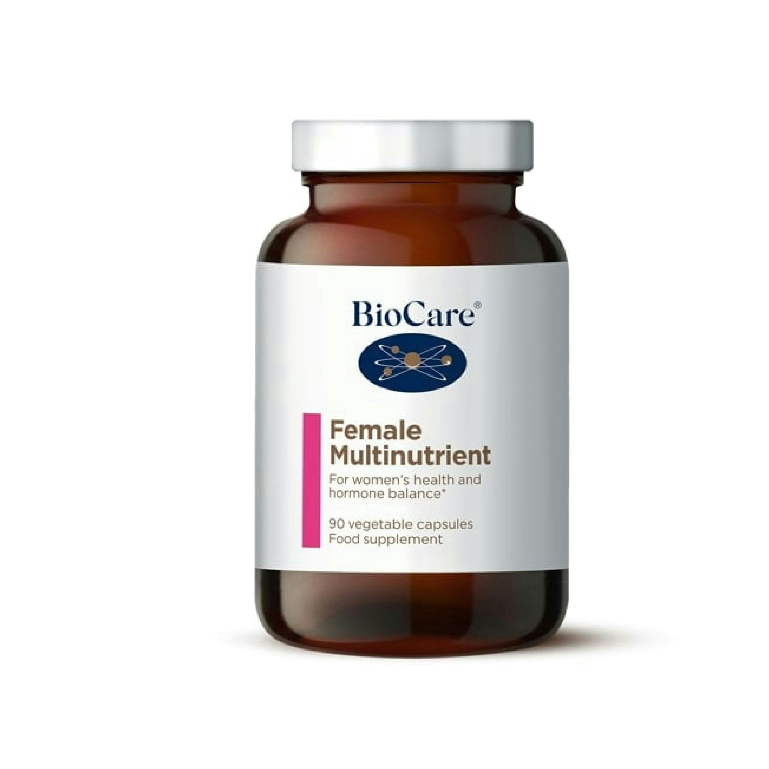 BioCare Female Multinutrient - Multivitamin with Magnesium, Iron, Zinc, B6 & D3 for Energy, Hormone, Skin, Hair, and Immune Support - 90 Capsules