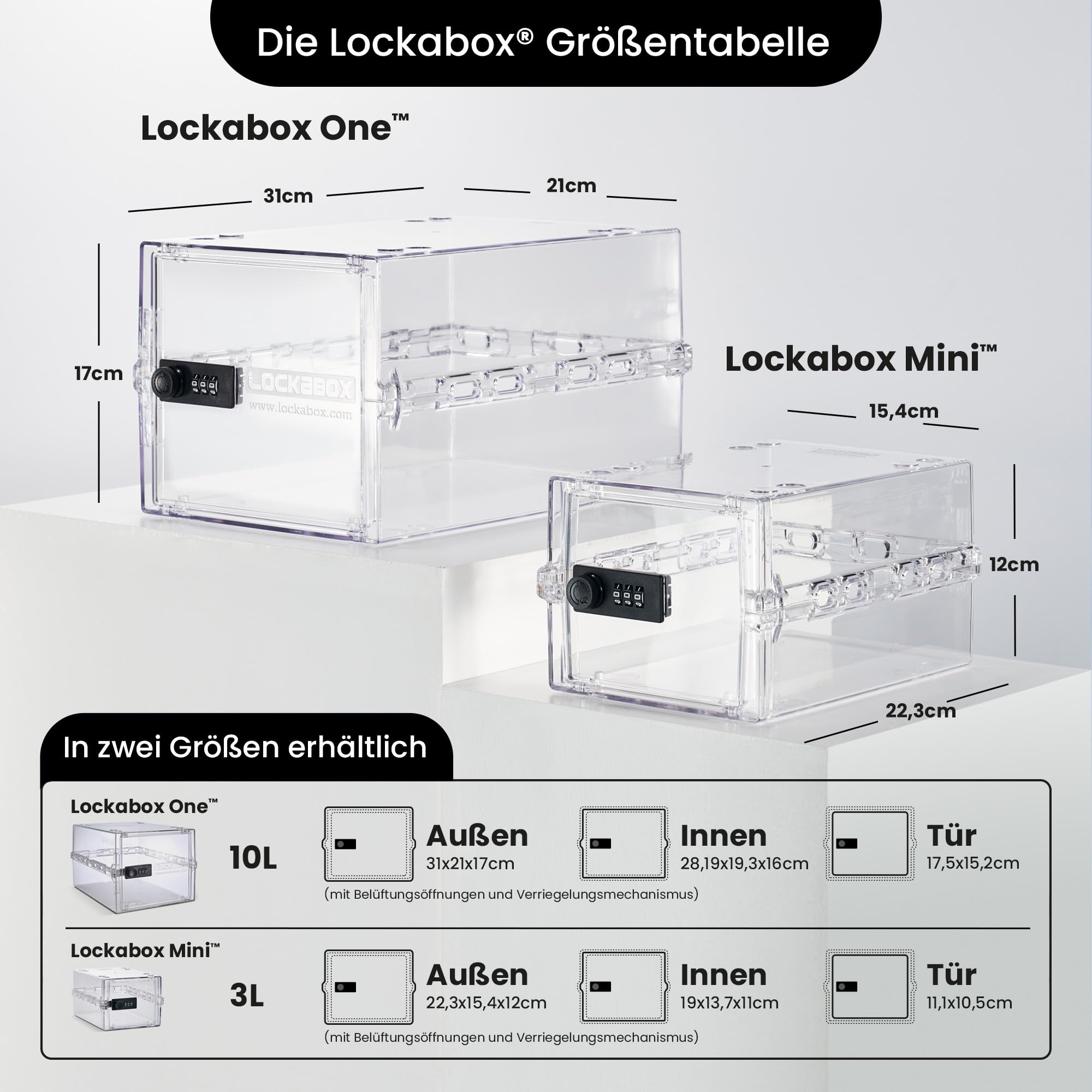 Lockabox Mini™ | Kleine abschließbare Box mit Zahlenschloss (A5-Größe) | Mini-Aufbewahrungsbox für kleine Medikamente, Snacks & Mobiltelefone | Außenmaße 22,3 x 15,4 x 12 cm (Kristall) 5