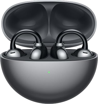 Huawei freeclip, fones de ouvido bluetooth sem fio, clipe inovador, ouvido aberto, bateria de longa duração, cancelamento de ruído em chamadas ai, resistência ip54 a poeira e respingos de água, preto
